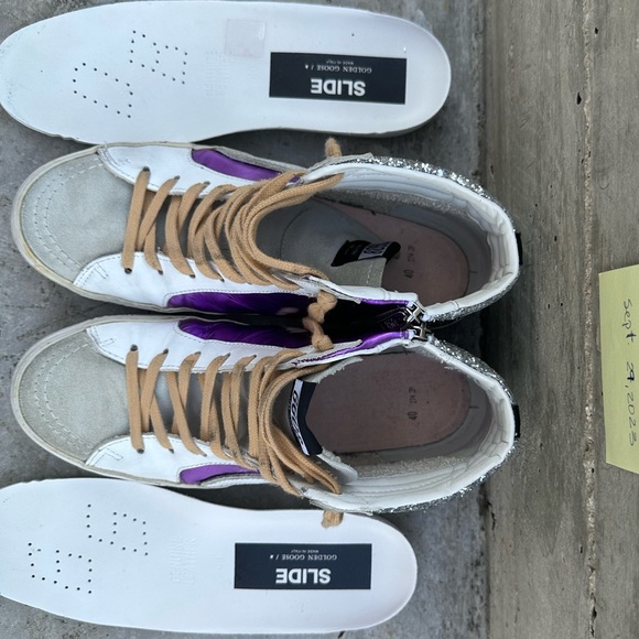 Lower 💲 TODAY ONLY Golden Goose Slides w/silver glitter - Picture 10 of 16